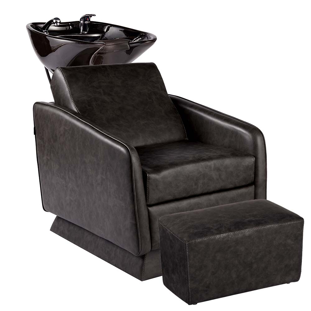 1181-B Zippy Textured Black Shampoo Basin with Ottoman
