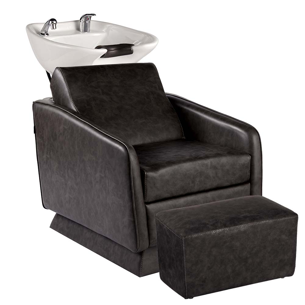 1181 Zippy Textured Black Shampoo Basin with Ottoman