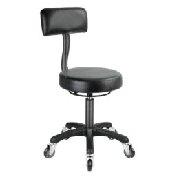 Sgabello con schienale - skai nero con pompa a gas - base nera